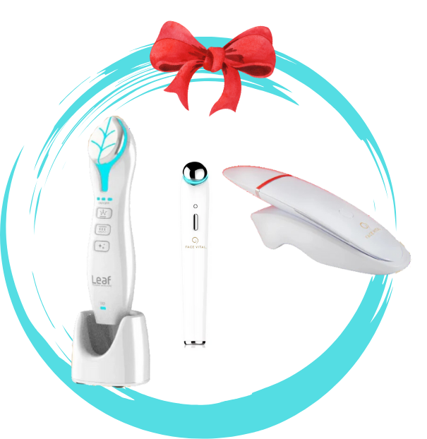 Blatt mit Skin Scrubber und Augenmassagegerät