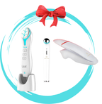 Blatt mit Skin Scrubber und Augenmassagegerät